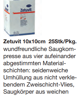 Zetuvit Saugkompresse 10x10cm  25Stk/Pkg